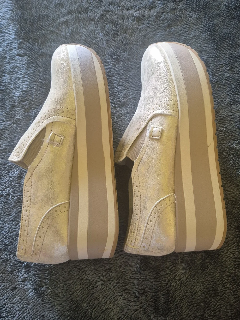 Dolce Vita Metallic Cream Platform Slip-On Shoes